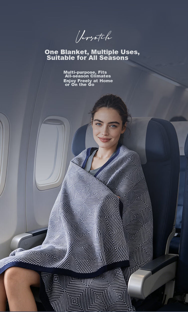 JD Jingzao Starlink Aviation Blanket Four Seasons Office Airplane First Class Cover Nap Blanket Blue 1.5x2.0m 7