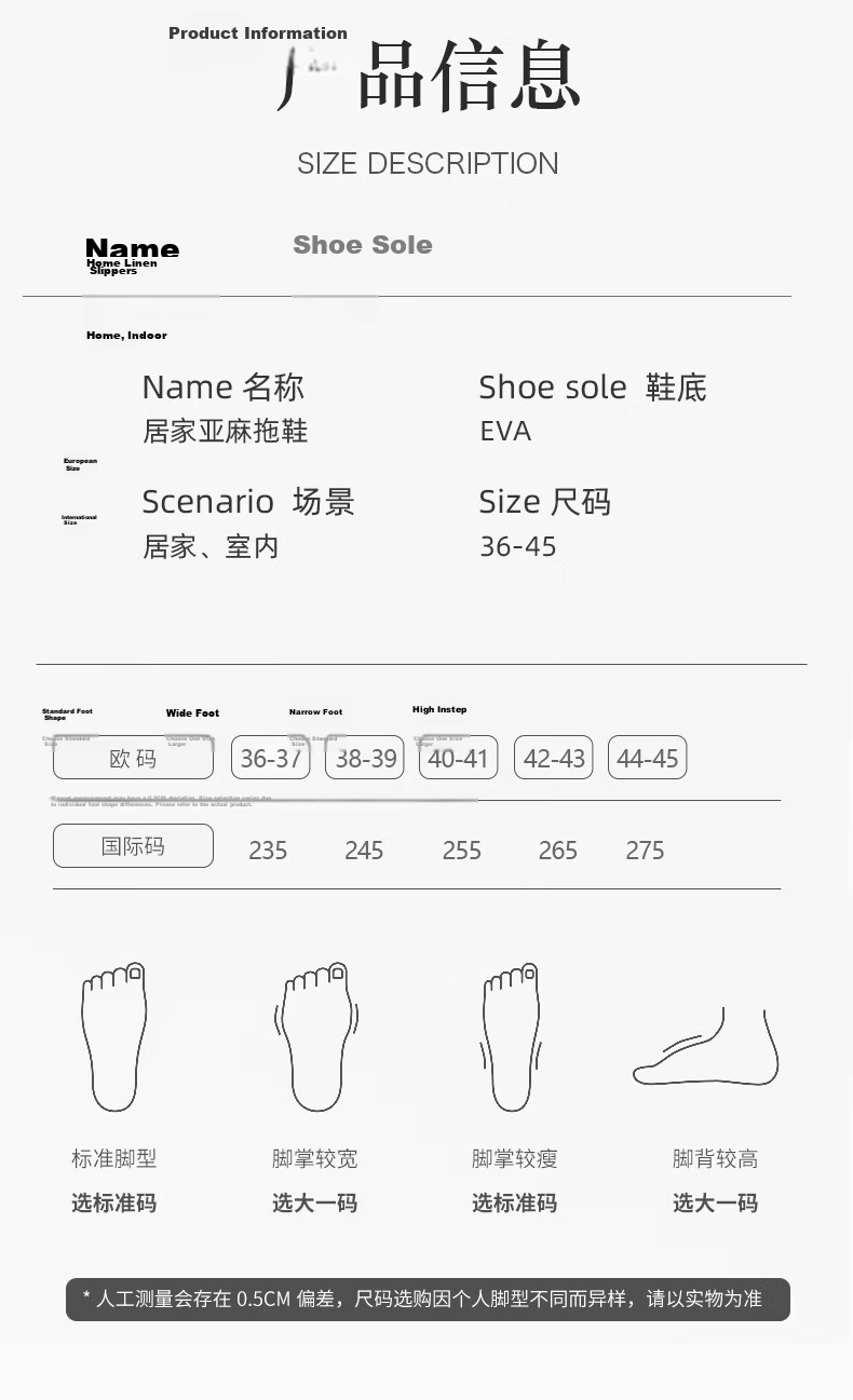 GUOLUOFEI Linen Slippers Unisex Four Seasons Couple Indoor Non-slip Cotton Linen Floor Sandals Dark Gray Size 36-37 9