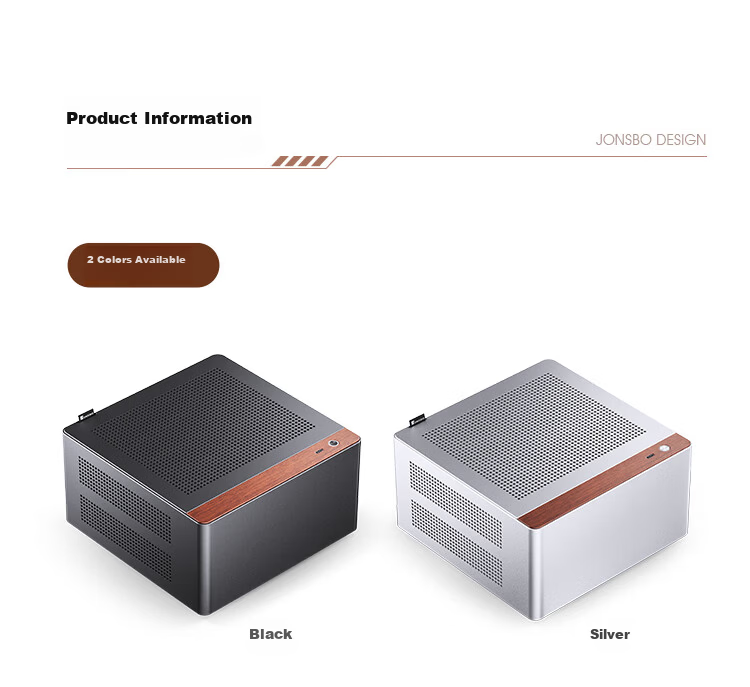 JONSBO N10 Black ITX Mini Desktop Case (3.3mm Aluminum Alloy Shell, North American Black Walnut Wood, ITX Form Factor, 4.5L Volume, 1U FLEX Power Supply) 12