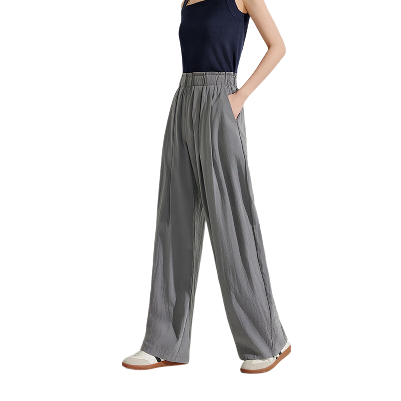 INMAN Lazy Flowy Banana Wide-Leg Pants Summer Women's New Trendy Versatile Elastic Waist Loose Long Trousers Dark Gray XL