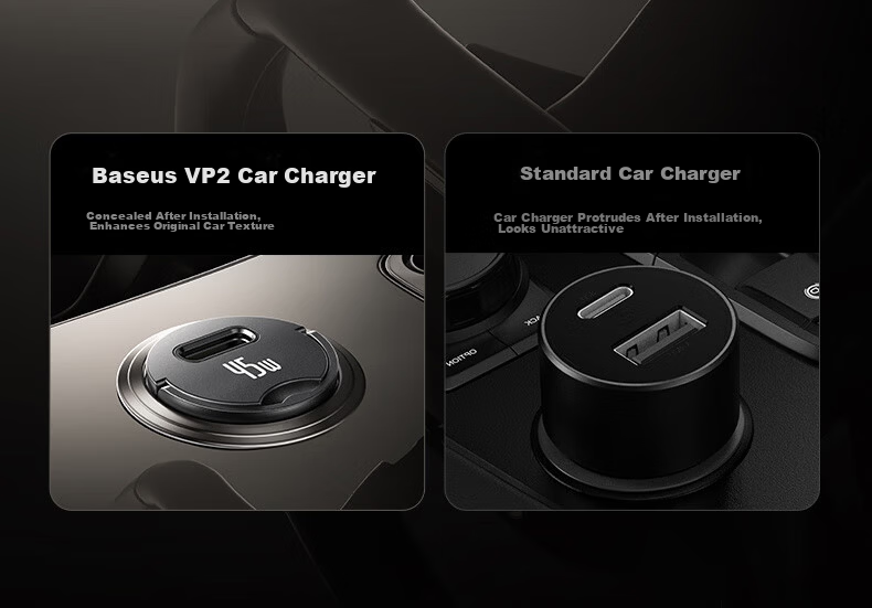 BASEUS 45W Car Charger Super Fast Charging Car Cigarette Lighter Set UFCS Universal Fusion Fast Charge Compatible with Apple 8-17 Series + Huawei Android 12