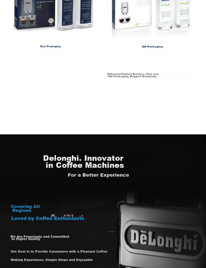 Delonghi [Price Protection 618] Coffee Machine Descaler, Cleaning Solution for Fully Automatic/semi Automatic Coffee Machines, Imported Maintenance-Free Descaling Liquid (100ml*2) 10