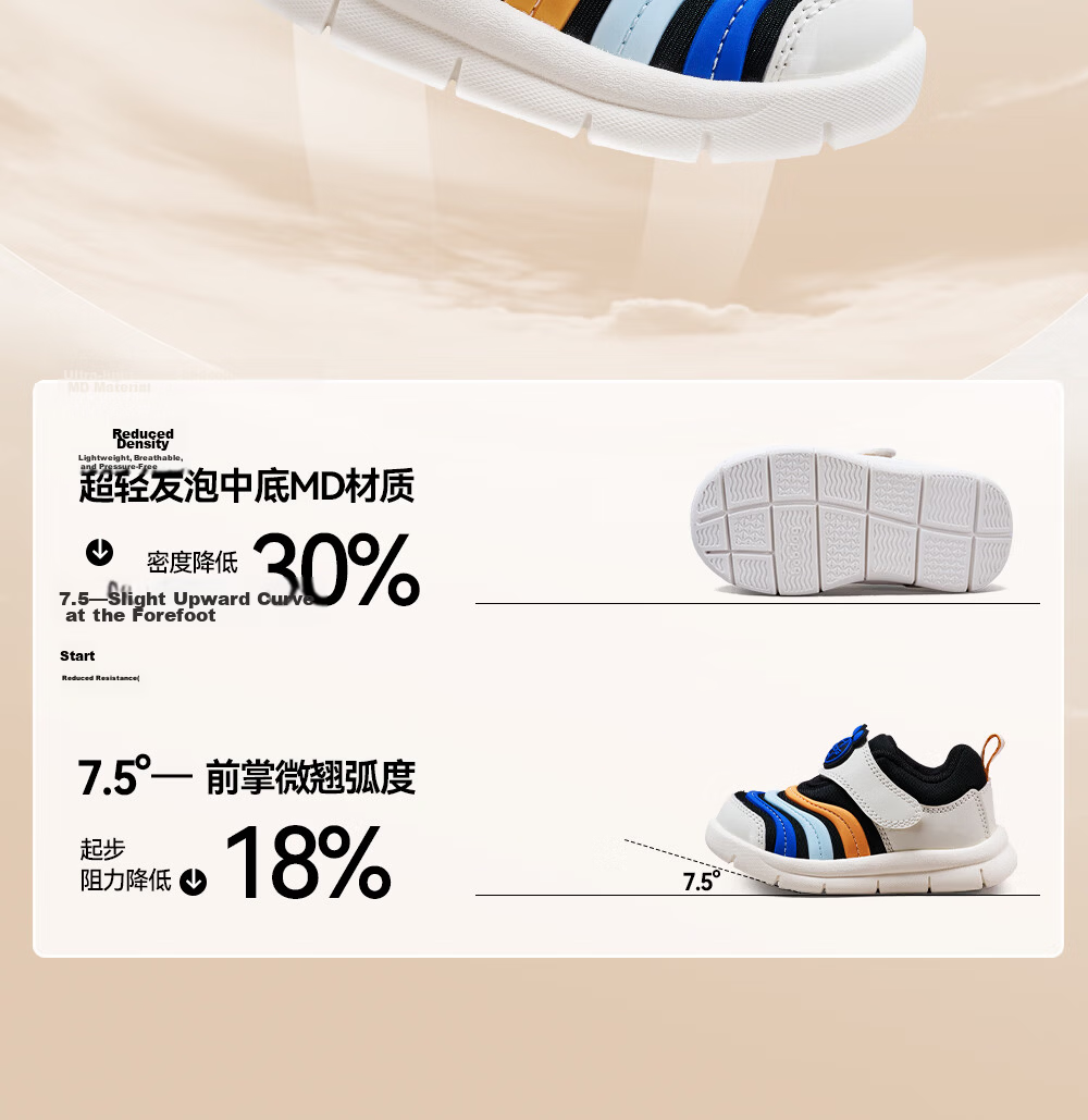 BOBDOG Toddler Shoes for Baby Boys, Infant Shoes, Spring Caterpillar Functional Shoes for Boys, Black/Cloud White/blue, Size 19 12
