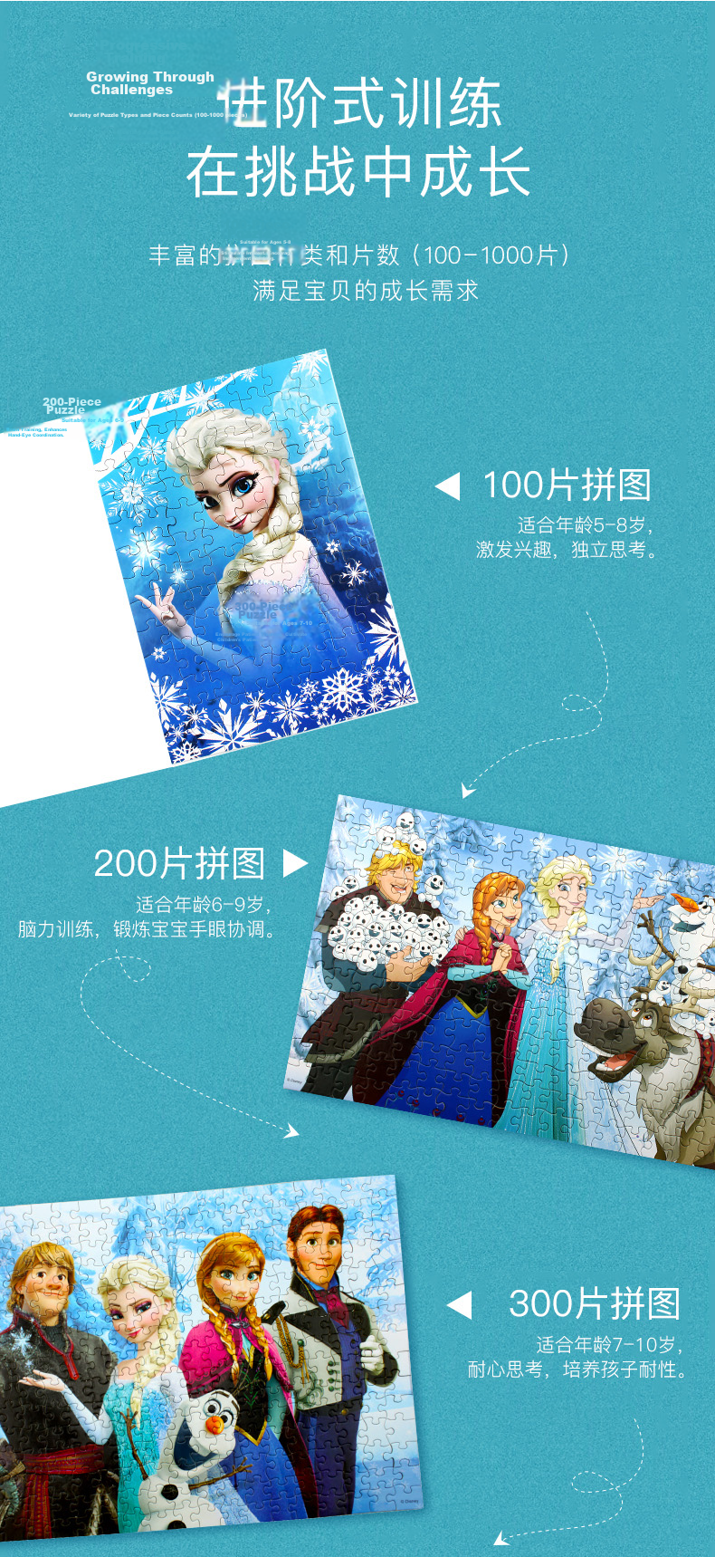Disney 200-Piece Kids Puzzle Toy Frozen Princess Home Decor Boxed Puzzle Birthday Gift 4