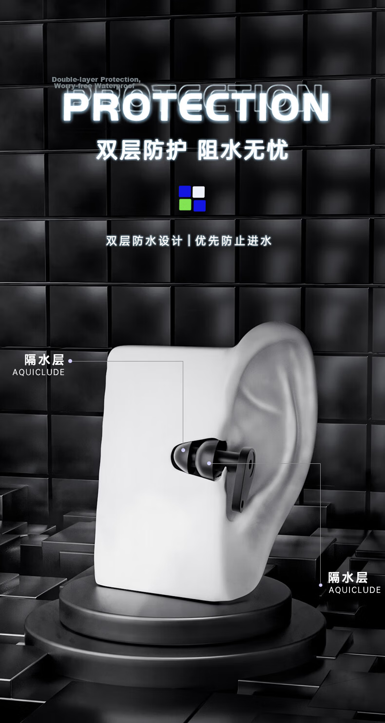 LI-NING Professional Swimming Earplugs Soft Comfortable Waterproof Bathing Swimming Nose Clip Equipment 7051 Black 3