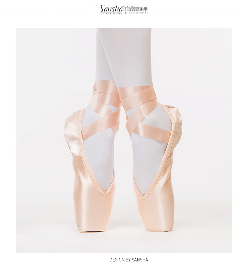 Sansha Ballet Pointe Shoes, Satin Upper, Leather Sole, Dance Shoes, Hard Shoes, Practice Shoes, FRD1.0REG, Satin, Size 39 7
