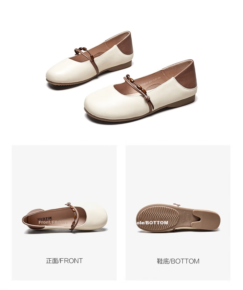 Eierkang Soft Sole Comfortable Mary Jane Women's Casual Mom Shoes Perforated Hollow Single Shoes 10553W Apricot/Brown Size 35 11