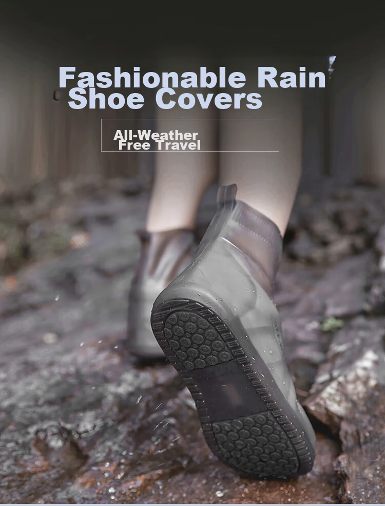 BWNK Adult Silicone Rain Shoe Covers Waterproof Non-Slip Wear-Resistant Portable Rain Boots Brown XL Size 1