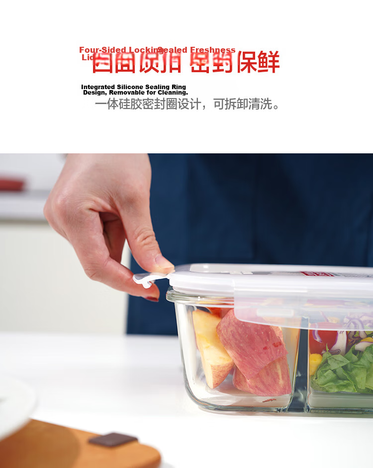 LOCK&LOCK Heat-Resistant Glass Food Storage Container Microwave Lunch Box 1020ml with Lunch Bag for Office Workers and Students 8