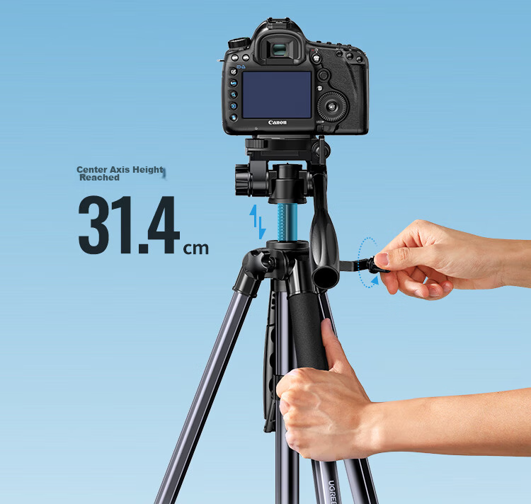 UGREEN Tripod Camera DSLR Mirrorless Professional Photography Tripod Live Streaming Video Photography Anti-Shake Ball Damping Gimbal Central Axis Inverted Aviation Aluminum Alloy 22