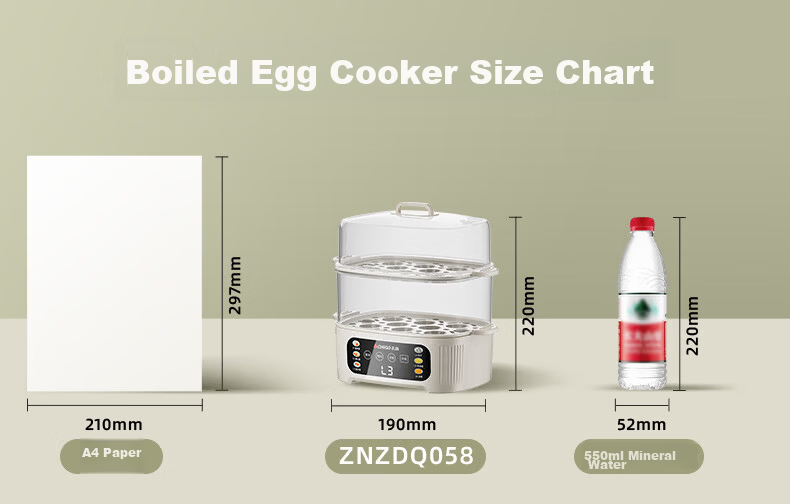 CHIGO Egg Cooker Double-Layer Steamer Smart Timer Auto Power-Off 2026 Model Breakfast Steamed Egg Machine JPZDQ859 2