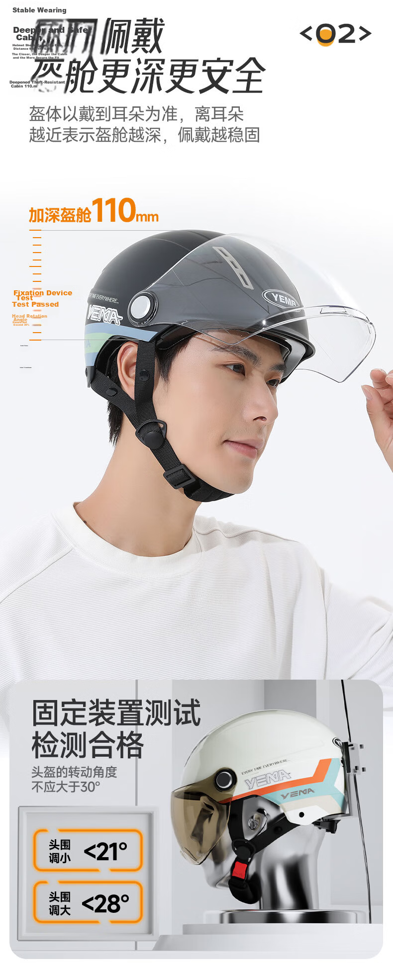 YEMA 3C Certified 359S Electric Motorcycle Helmet for Men And Women, Summer Sun Protection Lightweight Half Helmet for Electric Scooters Safety Helmet, Summer One Size Fits All, Yuedong Gray + Short Coffee-Colored Visor 6