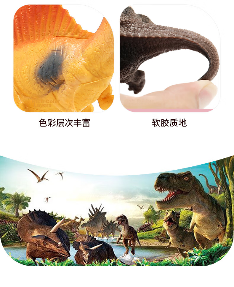 Babamama Children's Dinosaur Toys, Dinosaur Models, Dinosaur World Jurassic Tyrannosaurus Rex Set, Baby Animal Realistic Models 10
