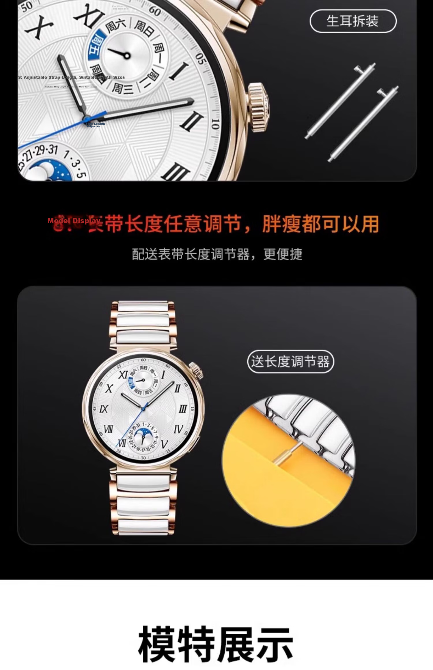 Watchbond Ceramic Strap for Huawei Watch GT5 Pro, GT7/6, Watch5, GT5, GT4 Women's 41/42mm Smart Sports 18mm Premium Fashion Watch Band 22