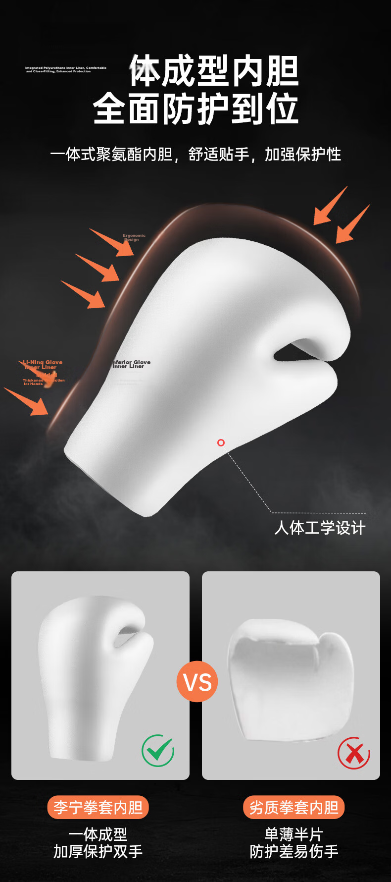LI-NING Boxing Gloves Adult Sanda Free Fighting Gloves Punching Bag Gloves Men and Women Combat Competition Training 2