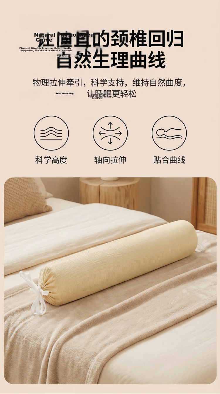 JD Original Cervical Pillow for Wealthy Neck, Deep Buckwheat Hull Filling, Soothing Cervical Traction Cylindrical Pillow, Olive Gree 2