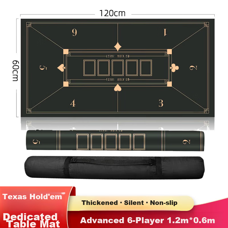 Deschen Poker Table Cloth Rectangular Poker Mat Thickened Edge-Locked Rubber Gaming Table Mat for Card Room