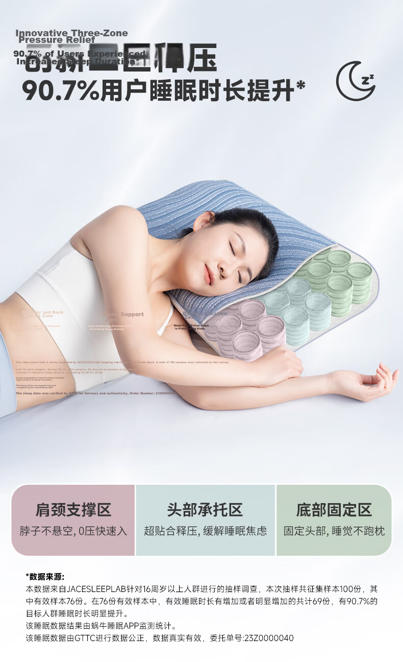 JaCe Natural Latex Spring Pillow Core Cervical Pillow Side Sleep Anti-Snore Adult Special Exquisite Gift Box (Medium) 19