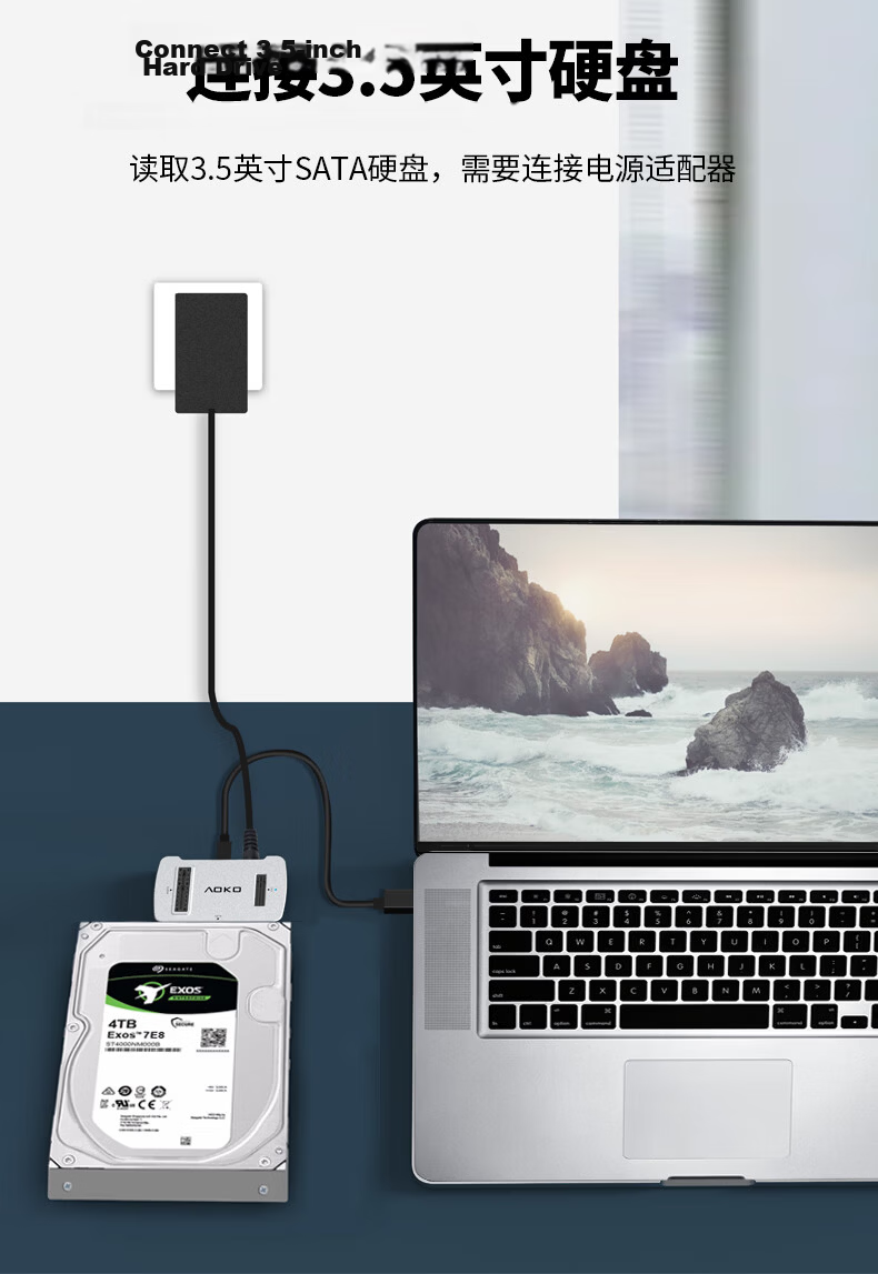 AOKO mSATA/M.2 SATA/NVMe SSD Enclosure Base, 2.5/3.5" SATA Mechanical Multi-Functional Reader, M2 to USB Dual Protocol Adapter, AM10SL 12