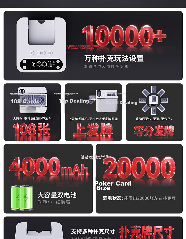 Muhe Multifunctional All-In Card Shuffler And Dealer, Specialized Props for Playing Cards, 9th Generation Set Gift Box MH051 2