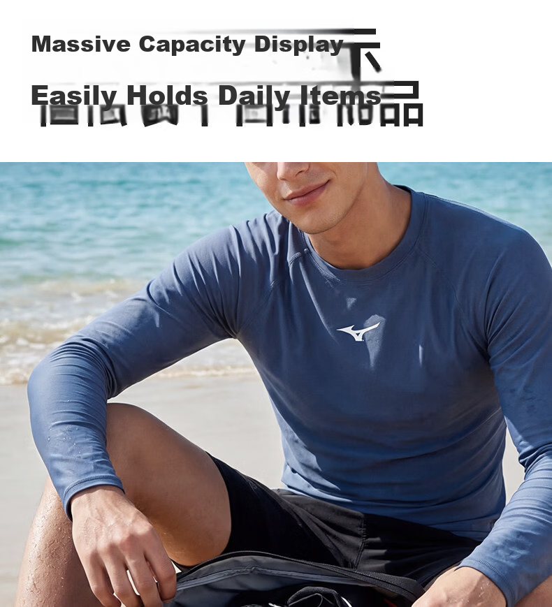 MIZUNO Swimming Bag Wet and Dry Separation Water-Resistant Large Capacity Handheld Fitness Sports Swimming Gear 2010 Black 3