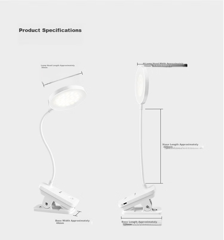 BULL A-Grade Illumination ML-D005A Dual-Use Plug-In Stepless Dimming Dormitory Household Clip-On Desk Lamp, White, 4000K 21