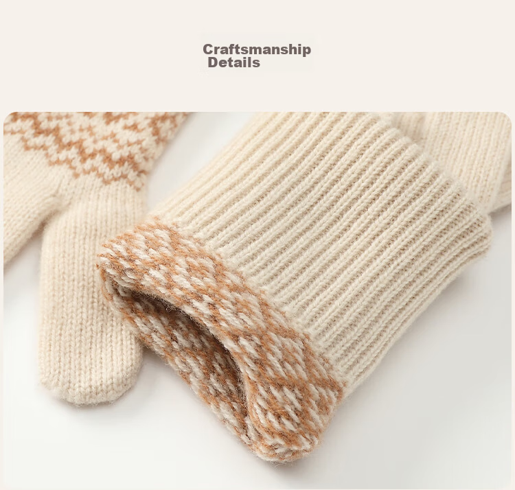 JIUMU 100% Wool Warm Gloves Women Winter Thickened Cold-Resistant Bohemian Style Autumn Winter Touchscreen Knitted Wool Gloves 17