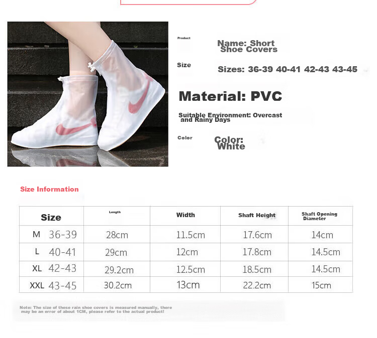 Chegui Mu Non-Disposable PVC Rain Shoe Covers Waterproof Anti-Slip Transparent Thickened Durable Shoe Covers Size L for EU 36-39 13