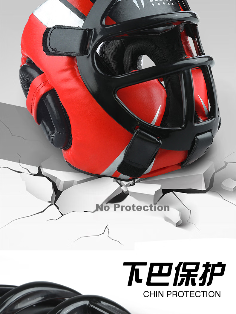 Competitive adult and children's face protection boxing helmet, MMA headgear, Taekwondo head guard, mouth guard - Black, Size S 6
