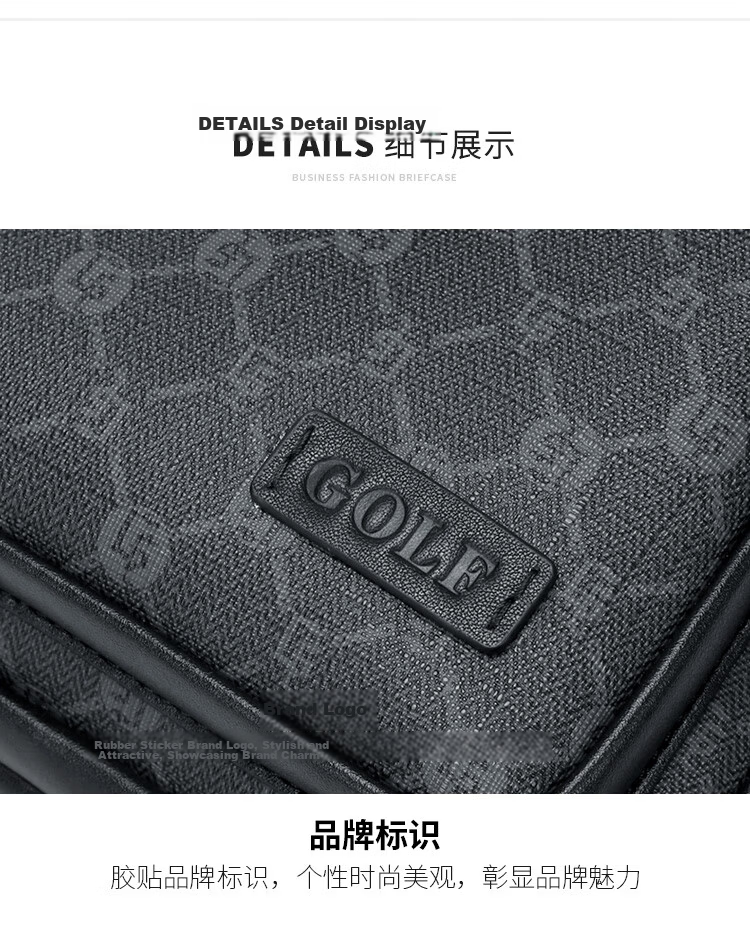 GOLF GOLF Men's Large Capacity Fashion Printed Single Shoulder Bag, Vertical Style, Suitable for iPad and Mobile Phone, Business Casual Small Square Bag, Men's Crossbody Bag, 5I798466J Gray with Black 22