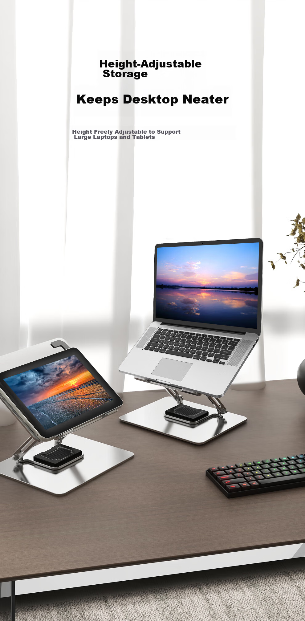 LUCKPRO Laptop Stand, Cooling Pad Stand, Desktop Standing Adjustable Height Riser, Ergonomic Office Neck Support Aluminum Alloy Stand 5