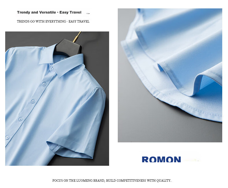 Romon Modal Men's Business Short Sleeve Non-Iron Dress Shirt Summer Thin Formal White XL 14