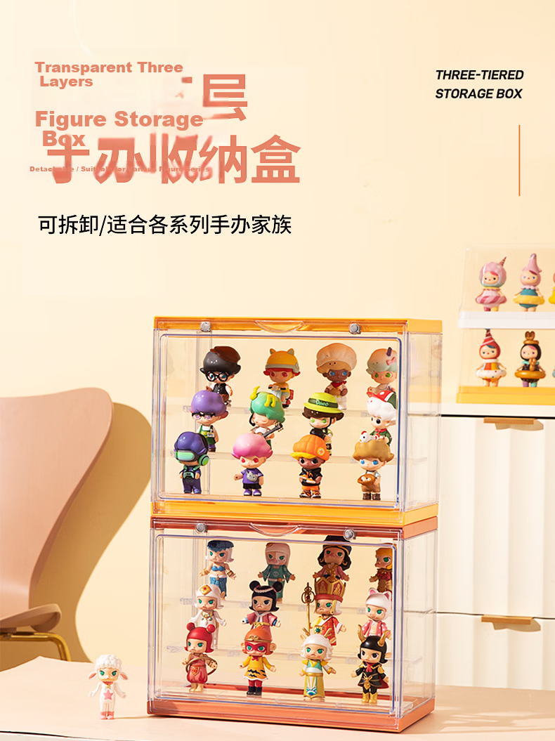 JEKO&JEKO Blind Box Display Case, Figurine Showcase, Pop Mart Labubu Display Stand, Transparent Storage Box, Clear White 1