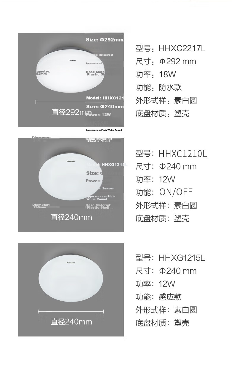 Panasonic Ceiling Light, Hallway Light, LED Motion Sensor Light Fixture for Entryway, Bedroom And Kitchen, Round Shape, 12 Watts 10