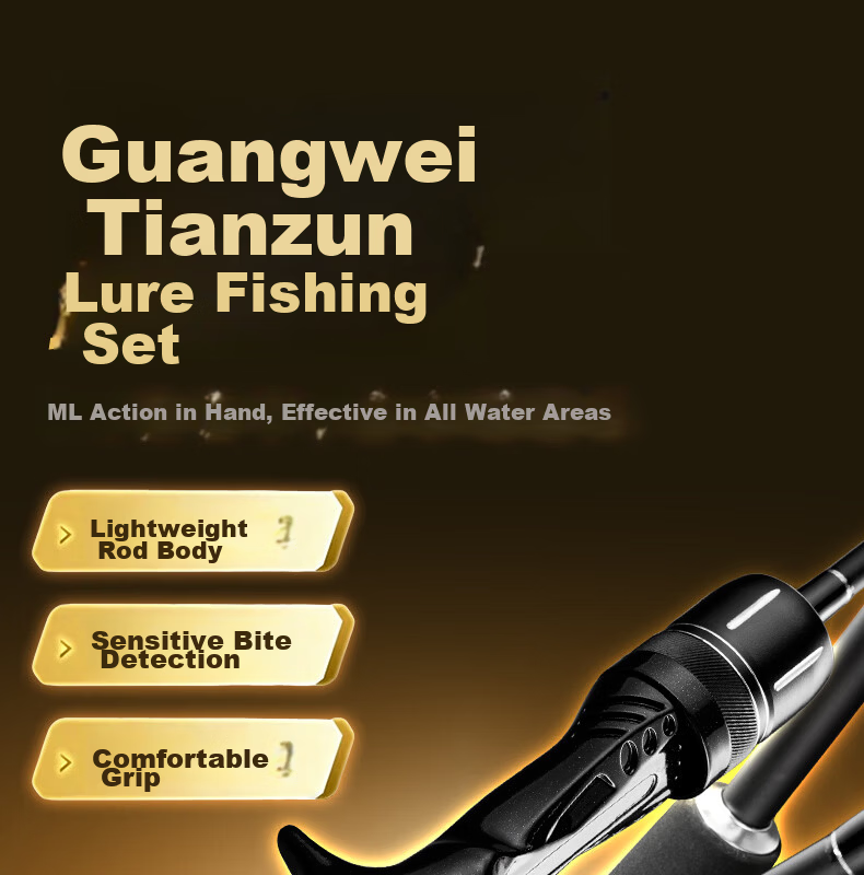 GW Fishing Rod, Versatile Lure Rod, 1.8 Meters, Tianzun Left-Handed Water Drop Reel, Lure Set, Gun Handle, Lure Rod, Fishing Pole, Fishing Tackle 1