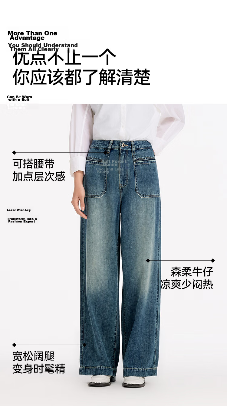 Semir Senrou | Women's Jeans, Summer Moisture-Wicking Cool-Feeling Linen Long Pants, Distressed Wide-Leg Pants 103325124005A 5