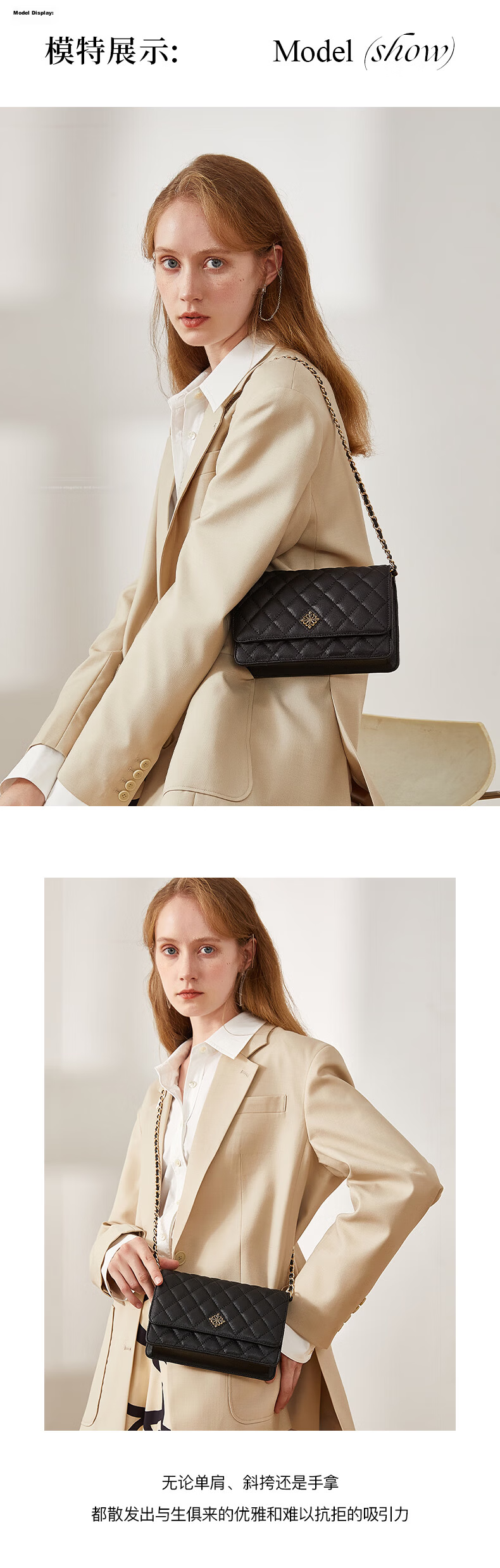 VANESSA HOGAN VH Women's Aurora Quilted Luxury Elegant Versatile Small Chanel Style Chain Shoulder Crossbody Bag Birthday Gift 6