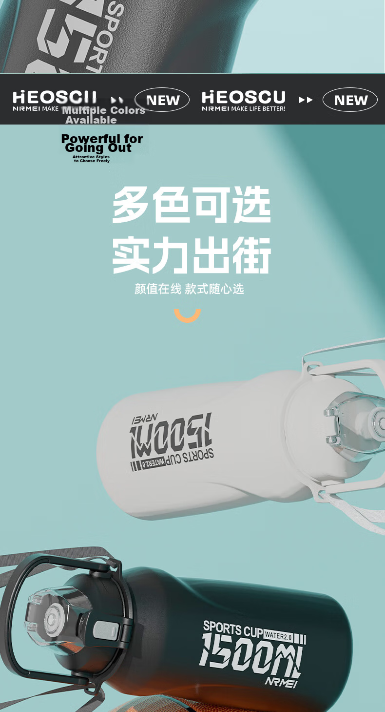 NRMEi Insulated Water Bottle, Large Capacity 2000ml, for Men And Teenagers Aged 12-18, Students, Sports Water Bottle Cup 13