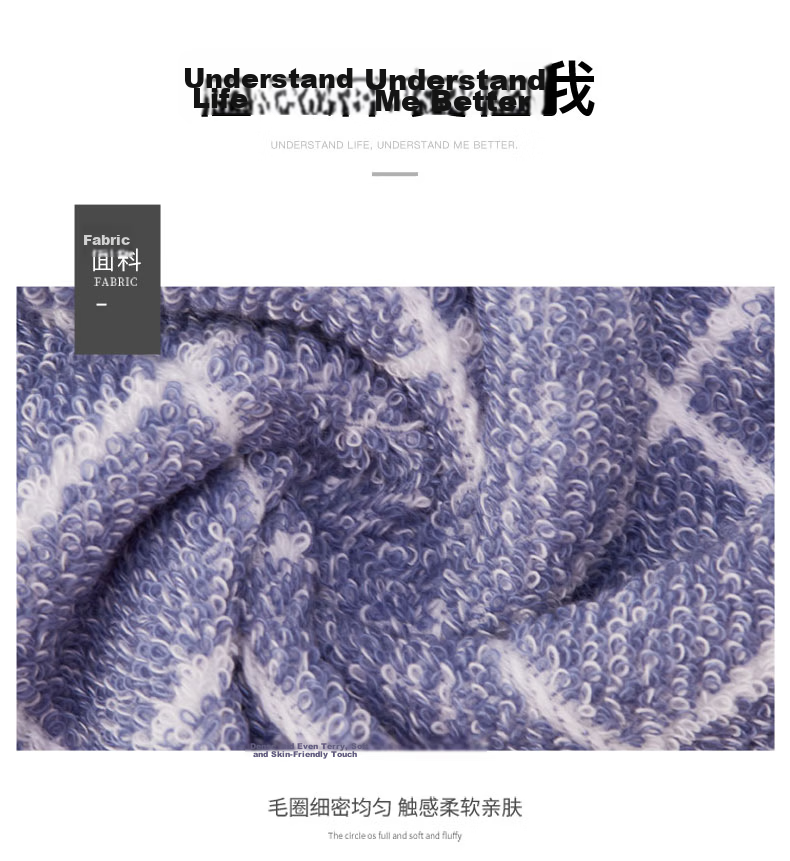 Grace Towels Home Textiles Classic Plaid Series Xinjiang Cotton Highly Absorbent Face Towels 2-Pack Blue/Gray Sports 8