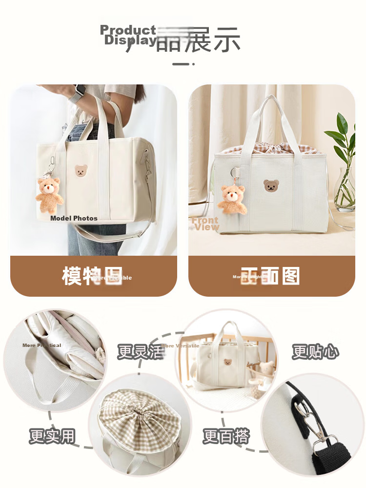 9I9 Mami Bag, Baby Folding Bed Backpack, Nursing Bag, Reclining Multifunctional Outing Bag, A330 Elegant Gray 10
