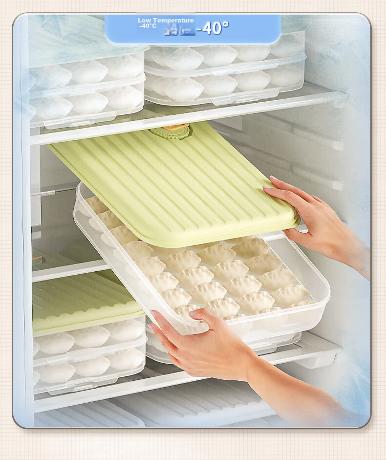 COOKER KING Dumpling Box, 1 Layer 1 Lid White, Thickened And Enlarged Storage Box, Refrigerator Fresh-Keeping Box, Food-Grade Freezer Box for Dumplings And Wonto 4
