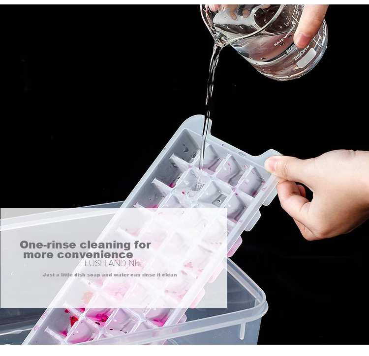Quanshi Ice Cube Tray, Plastic Homemade Ice Mold, Freezer Tray, Ice Cube Box with 4 Layers, 144 Grids, Ice Scoop, Snap-On Lid 8