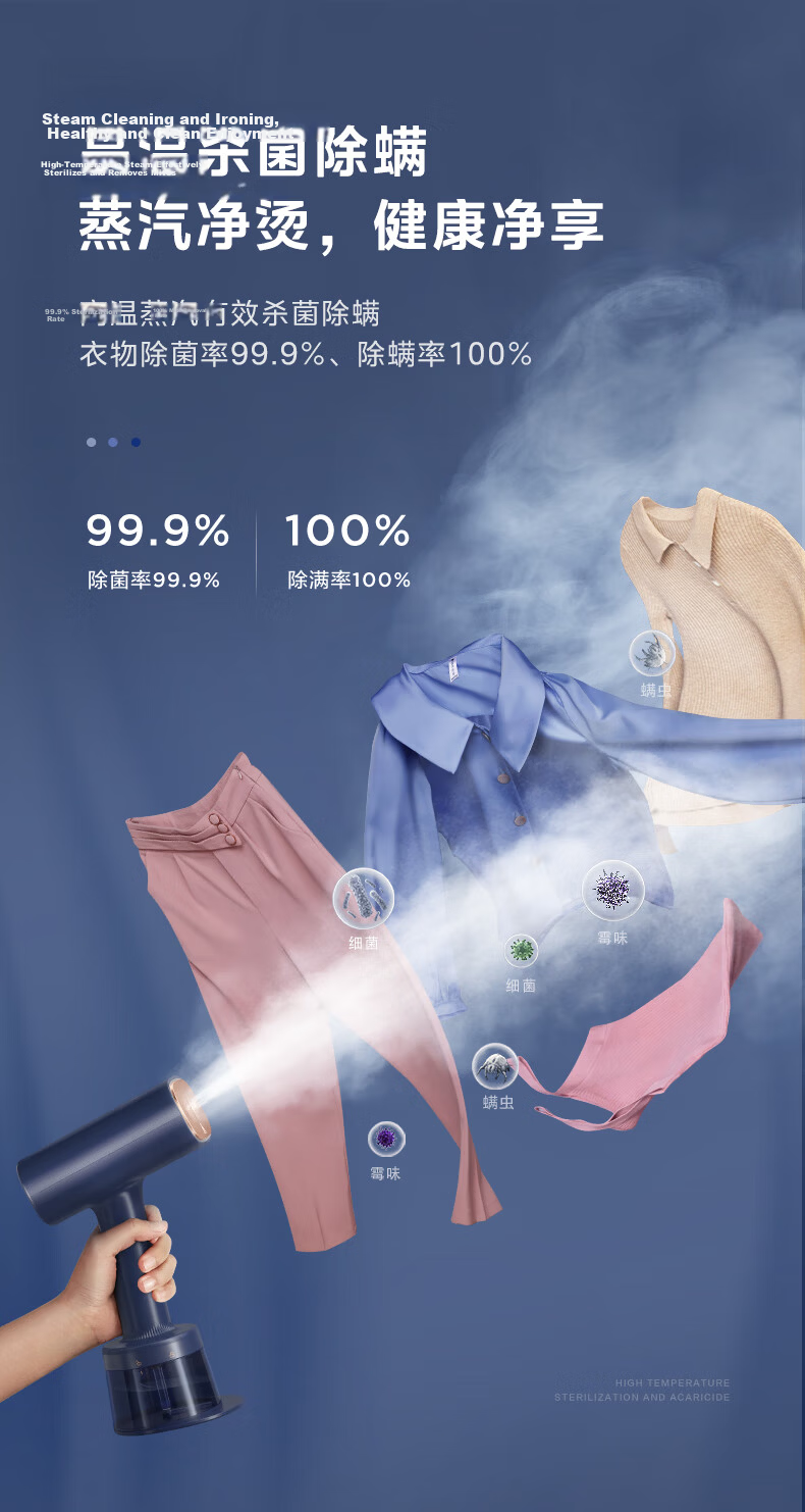 Midea New Generation Titanium Suction Handheld Garment Steamer / Electric Iron 23g/min High Steam Home Small Ironing Machine Mite Removal YBD15XT 15