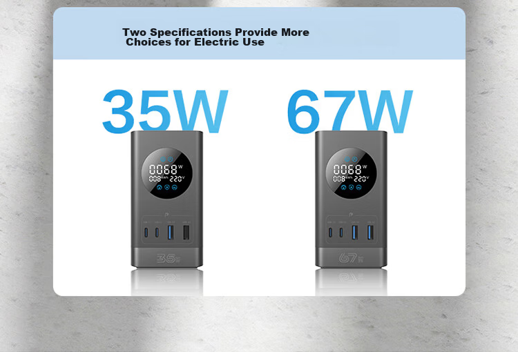 BULL New National Standard Smart Digital Display Screen Gallium Nitride 100W PD Apple Fast Charging Vertical Socket/USB Surge Protection Overload Prevention Desktop Socket 2C2A+3 Sockets 19