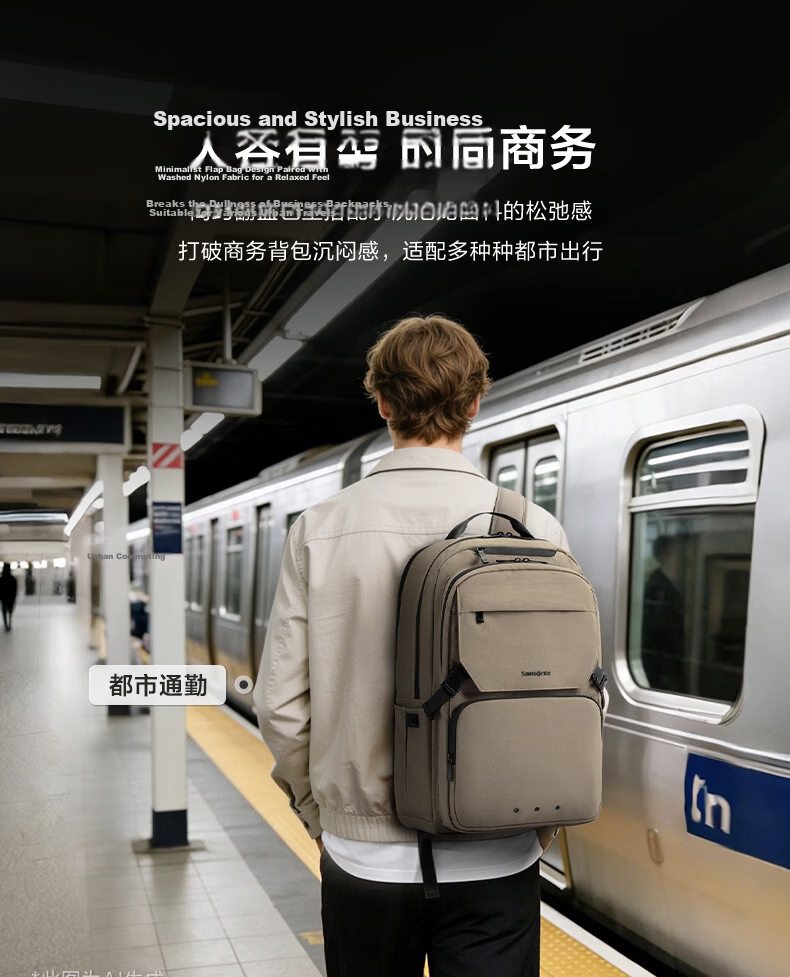 Samsonite Men's Backpack 15.6-inch Laptop Bag Commuter Casual Large Capacity Black NX5*001 Student School Bag 3