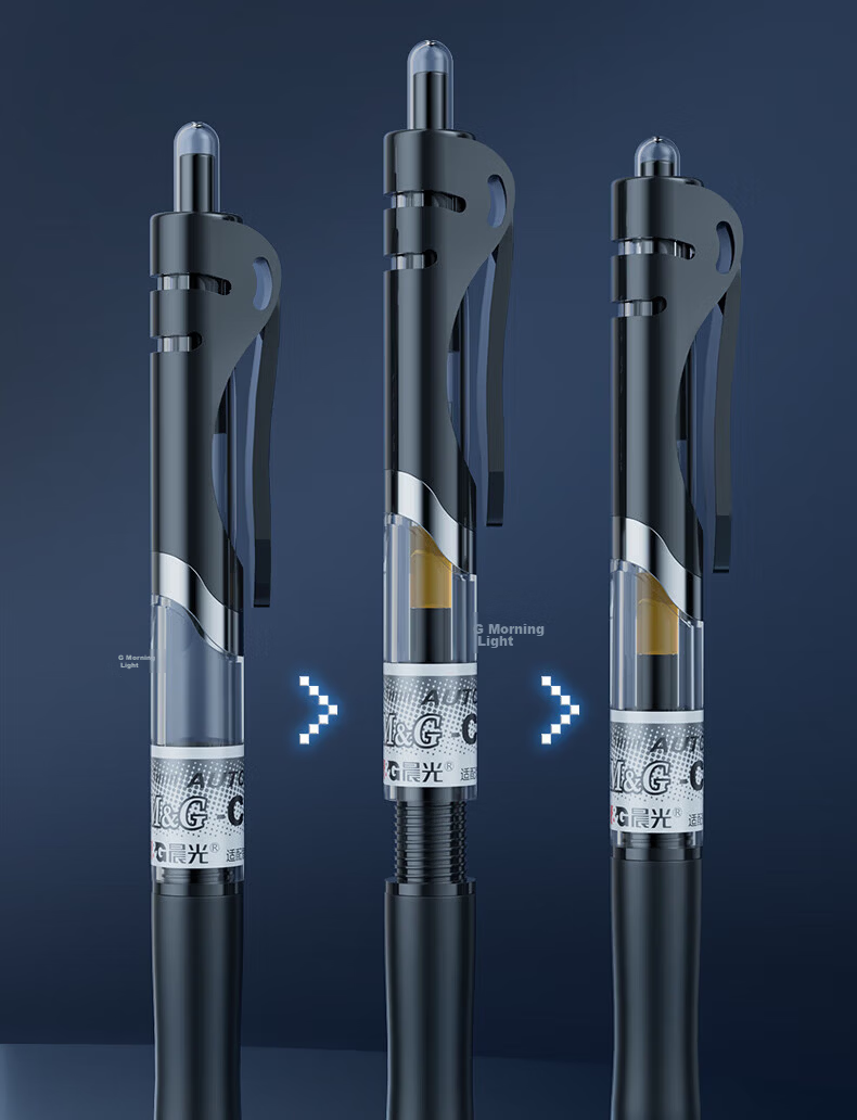 M&G K35 0.5mm Black Retractable Gel Pen 3-Pack Classic Bullet Tip Exam Writing Office Pen 19