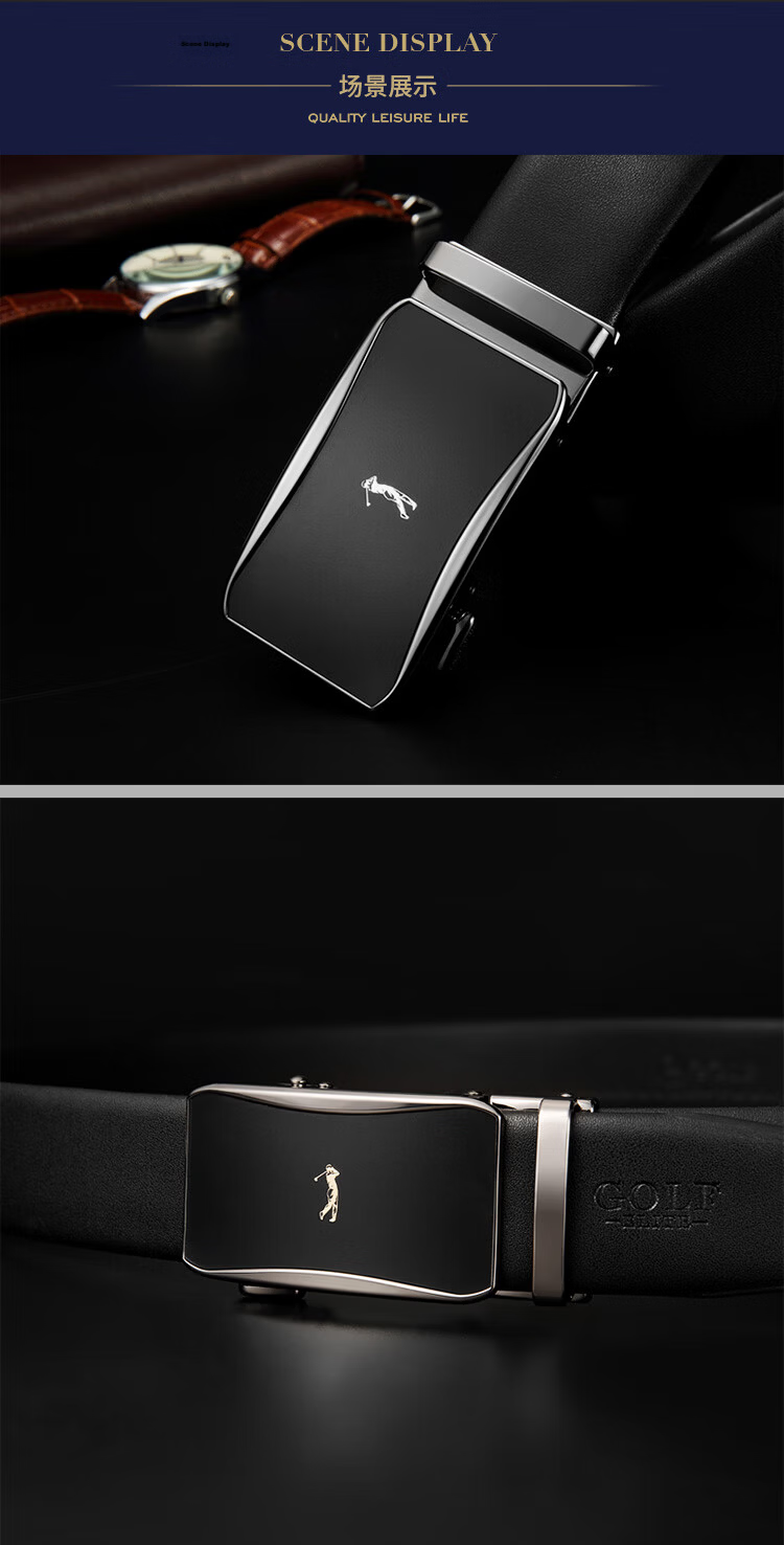 GOLF Double-Sided Genuine Leather Men's Automatic Buckle Belt Gift Box Set for Dad Boyfriend 11