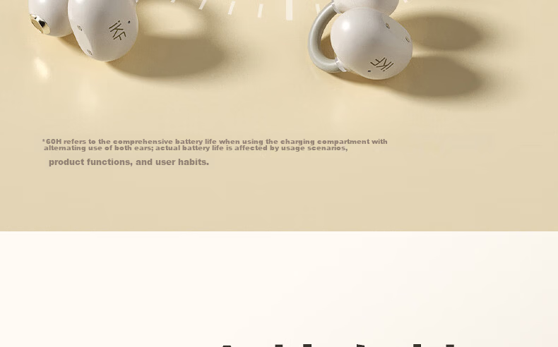 IKF AirClip Bluetooth Earclip Wireless Open Air Conduction Non-In-Ear HiFi Stereo Headphones Fitness Sports Long Battery Life Classic White 48