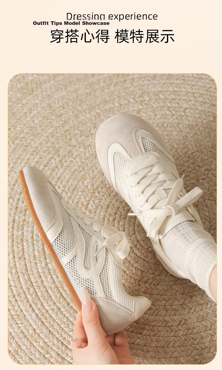 Zhuoshini Women's Mesh Breathable Flat Casual Sneakers Versatile Sports Shoes White Size 38 8