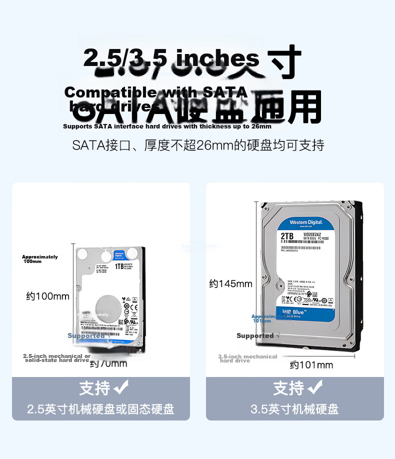 Mihu 3.5 Inch Hard Drive Enclosure USB 3.0 External Hard Drive Case with Built-in Fan SATA Mechanical Desktop Laptop External Box D3A 31